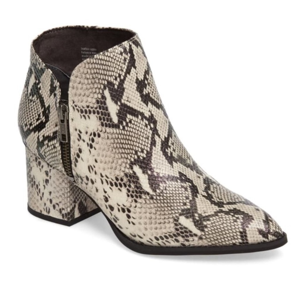 Seychelles Mist Leather Python Snake Print Ankle Booties